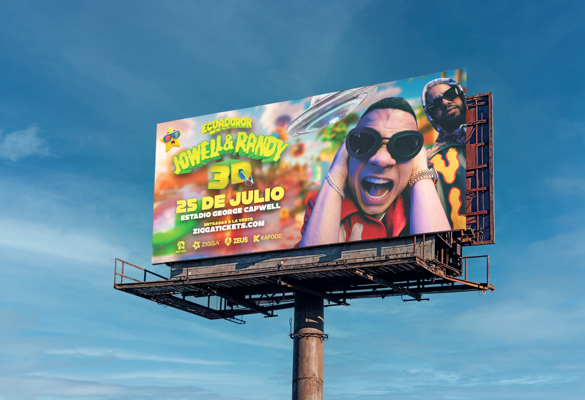 Valla publicitaria de Jowell y Randy 3D